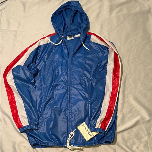 Lacoste Izod Blue Rain Jacket Windbreaker with Red & White Accents Size M NWT - Picture 1 of 16